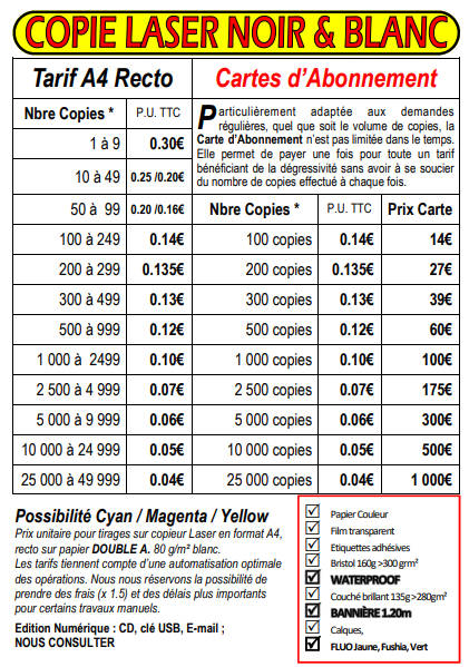 copie laser noir et blanc sabreleport